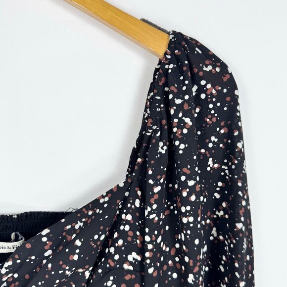 Abercrombie & Fitch Womens Dotted Tie Front Smocked Top Medium Black - Picture 6 of 14